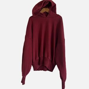 Aerie Burgundy Hoodie Pullover Sweatshirt Oversized Fit Womens Medium